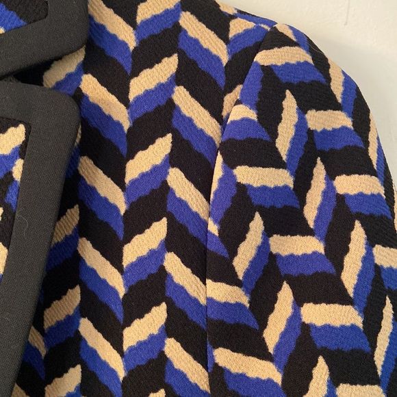 ANNE KLEIN Suit Separates Multi Coloured Geo Print Open Front Blazer - Picture 9 of 13